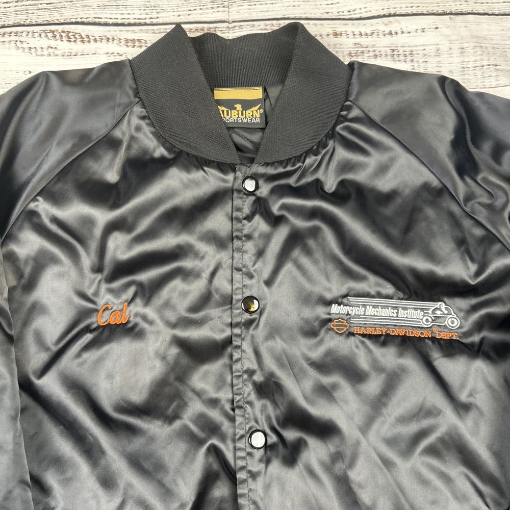 Harley‎ Davidson Dept Auburn Sportswear Mens Black Quilt Lined Jacket Size L